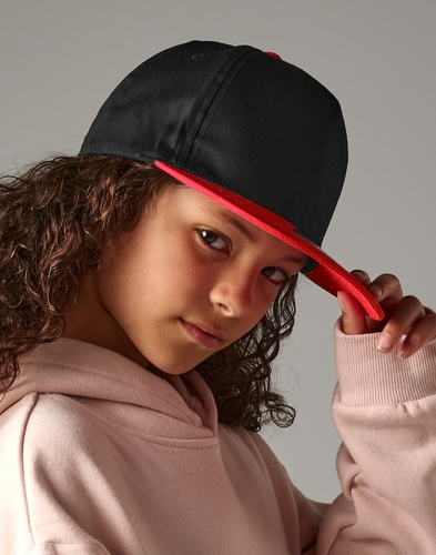 Beechfield Youth Size Snapback Cap Retro-Look Baumwolle Twill Kontrastfarbe B615