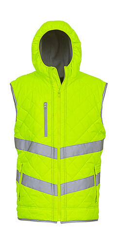Yoko Herren Sicherheitsjacke Reflektor Fluo Kensington Hooded Gilet HV007 NEU 