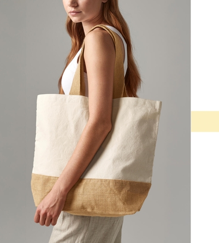 Westford Mill Jute Base Canvas Tote Tag Tasche Beutel Baumwolle Stadt W451 NEU