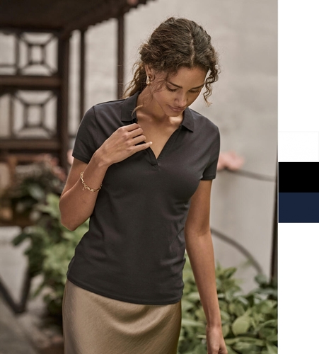 Tee Jays Damen Luxury Stretch V Poloshirt organisch Bio Mini Piqu� 1409 NEU