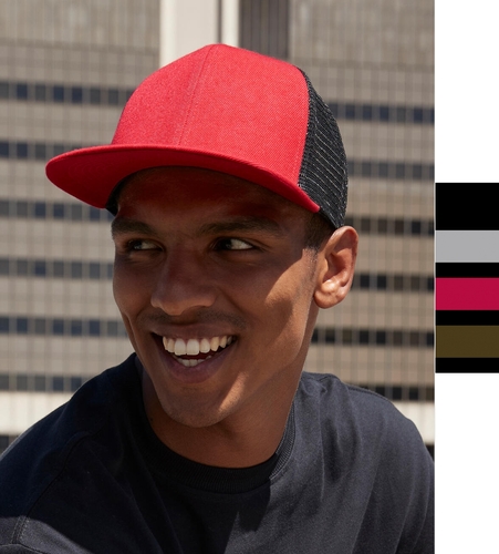 Beechfield Original Flat Peak 6 Panel Trucker Cap M�tze Twill Retro Look B664