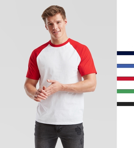 Fruit of the Loom Herren Baseball T-Shirt Baumwolle S-2XL Kontrast 61-026-0 NEU