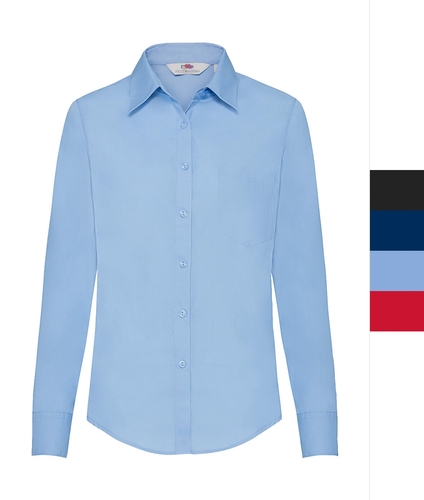 Fruit of the Loom Damen langarm Popelin Bluse pflegeleicht LA 65-012-0 NEU