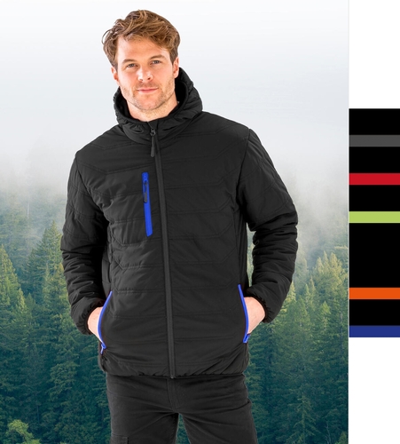 Result Genuine Recycled: Herren Black Compass Padded Winter Jacke R240X NEU