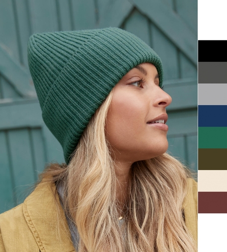 Beechfield: Oversized Cuffed Beanie Rippstrick in 5 Farben Recycled Umwelt B384R