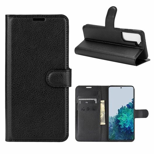 Samsung Galaxy S21 Ultra Tasche Handy H�lle Schutz-Cover Flip-Case mit Kartenfach Schwarz