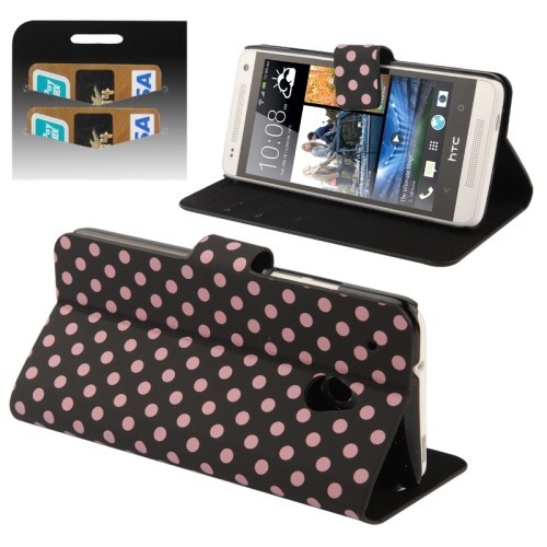 Schutzh�lle Handytasche (Flip Quer) f�r Handy HTC One mini M4 Schwarz / Pink