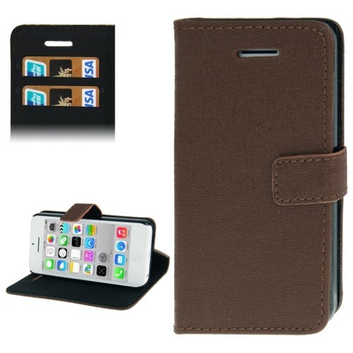 Handyh�lle (Flip Quer) f�r Handy Apple iPhone 5C Braun / Brown