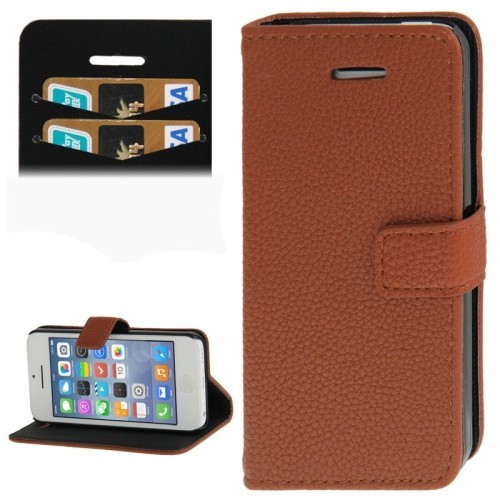 Handyh�lle (Flip Quer) f�r Handy Apple iPhone 5C Hellbraun