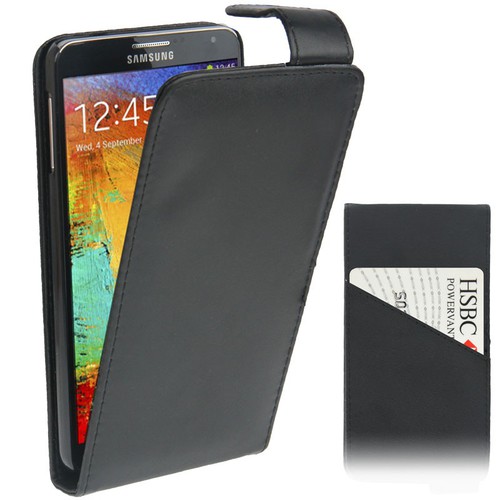 Handyh�lle Flip mit Kreditkartenschlitz f�r Samsung Galaxy Note 3 N9000 Schwarz