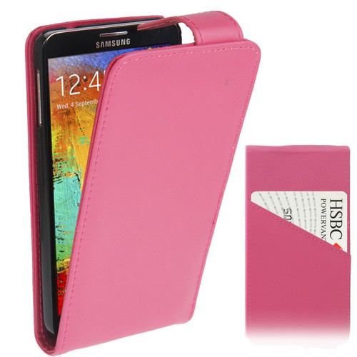 Handyh�lle Flip mit Kreditkartenschlitz f�r Samsung Galaxy Note 3 N9000 pink