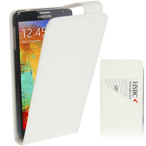 Handyh�lle Flip mit Kreditkartenschlitz f�r Samsung Galaxy Note 3 N9000 wei�