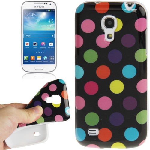 Schutzh�lle Punkte TPU Case f�r Handy Samsung Galaxy S4 mini i9190 schwarz/bunt