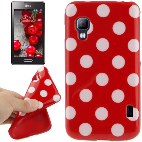Schutzh�lle TPU Punkte Case f�r Handy LG Optimus L5 II E455 rot