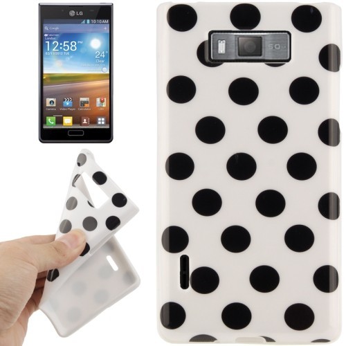 Schutzh�lle TPU Punkte Case f�r Handy LG Optimus L7 / E705 wei�/schwarz