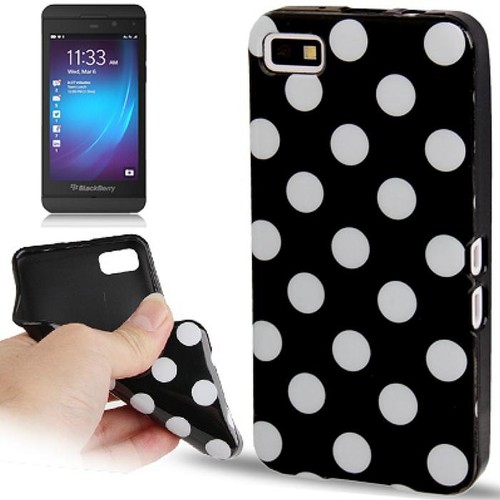 Schutzh�lle TPU Punkte Case f�r Handy Blackberry Z10 schwarz
