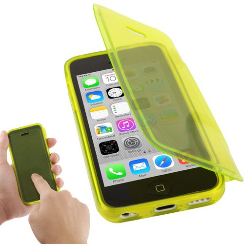 Handyh�lle Flip Quer f�r Handy iPhone 5c gelb