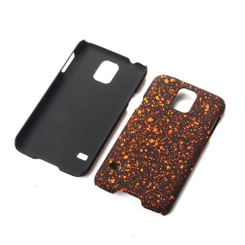 Handy H�lle Schutz Case Bumper Schale f�r Samsung Galaxy S5 / S5 Neo 3D Sterne Orange
