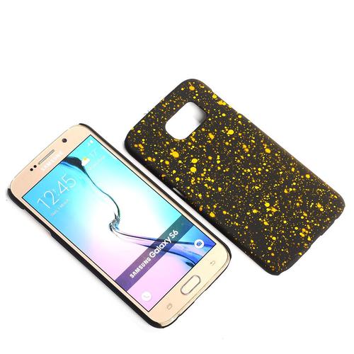Handy H�lle Schutz Case Bumper Schale f�r Samsung Galaxy S6 3D Sterne Gelb