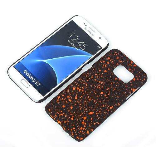 Handy H�lle Schutz Case Bumper Schale f�r Samsung Galaxy S7 3D Sterne Orange
