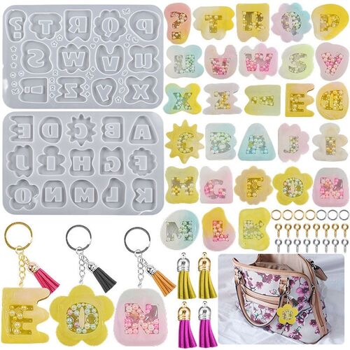 Epoxidharz Formen Set Resin Gie�harz Silikonform Mold Buchstaben Schmuck Armband