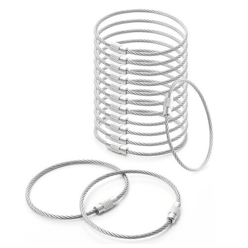 1 / 5 / 10 Schl�sselringe Drahtseil Geh�rteter Schl�sselanh�nger Edelstahl  