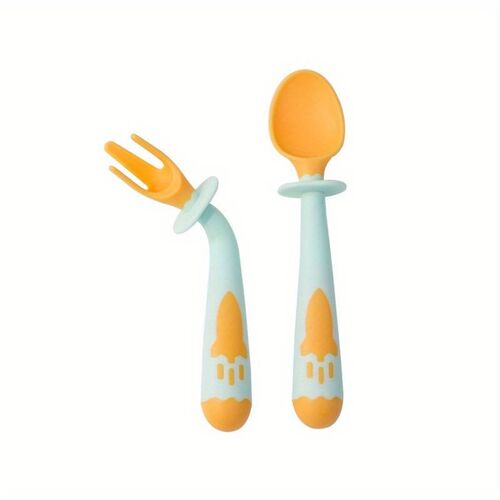 Kinder L�ffel Gabel Set Biegbarer Griff Besteck f�r Kinderessen BPA Frei Silikon 