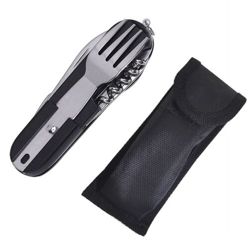 7 tlg. Campingbesteck Outdoorbesteck Bundeswehrbesteck Feldbesteck Faltbar 