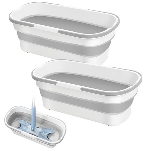 2x Faltbarer Wischeimer rechteckig 26 Liter Grau