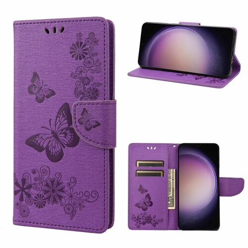 Elegante Schmetterlingspr�gung Kunstleder-Flip-H�lle f�r Samsung Galaxy S23 Serie - Schutz und Stil