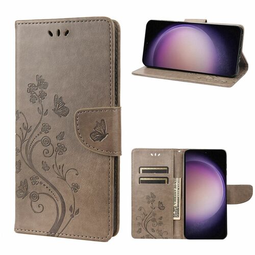 Elegante Kunstleder Flip Handyh�lle f�r Samsung Galaxy S23 Serie - Schmetterlings Blumenmuster 
