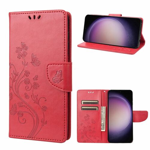 Elegante Kunstleder Flip Handyh�lle f�r Samsung Galaxy S23 Serie - Schmetterlings Blumenmuster 