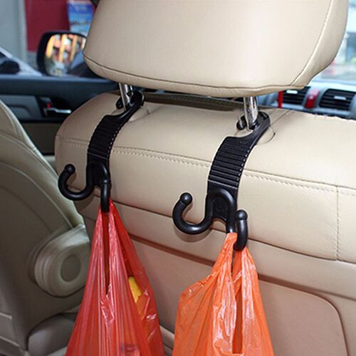 2er-Set Krallenförmige, Langlebige Auto-Kopfstützenhaken - Taschenhalter  und Gepäckaufhänger für den Autositz - Schwarz