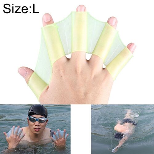 Silicone Swimming Web Fins Hand Flippers Training Gloves, L(Magenta)