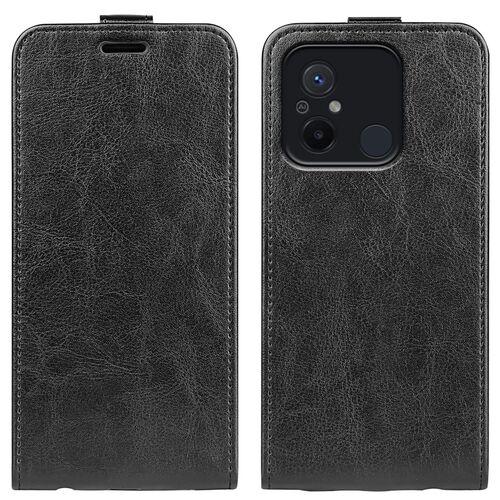 Schutz Handy H�lle f�r Xiaomi Redmi 12C Case Flip Cover Tasche Vertikal Schwarz