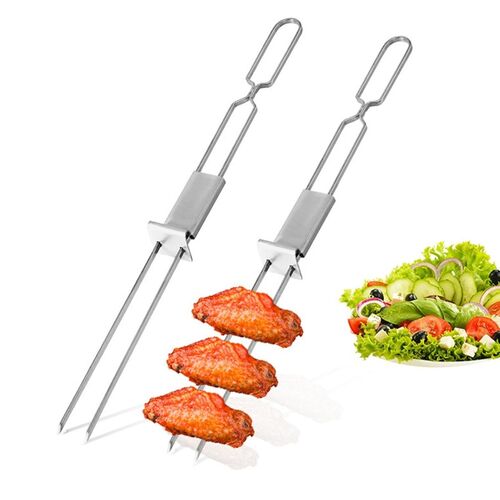 2x Profi BBQ Schaschlikspie� stabile hochwertige Grillspie�e Edelstahl Camping