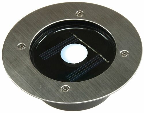 Solar LED Bodenstrahler CTB-R, rund xH 10x4cm, IP44, Edelstahl-Front