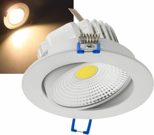 LED-Einbauleuchte COB-7, 7W, 450lm ALU, 3000K, 95-, 109xT47mm, Rahmen wei�
