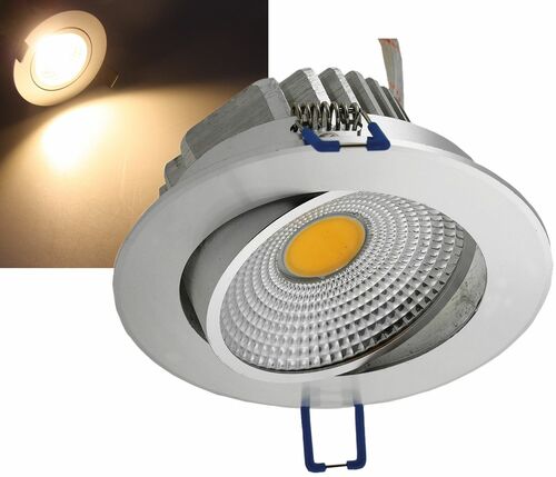 LED-Einbauleuchte COB-7, 7W, 450lm ALU, 3000K, 95-, 109xT47mm,Rahmen chrom