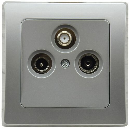 DELPHI Antennendose TV+Radio+Sat inkl. Rahmen, UP, silber