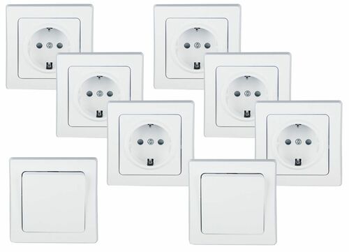 DELPHI Starter-Kit, 16-teilig, wei� 6x Steckdose, 2x Schalter, 8x Rahmen