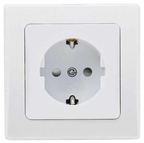 DELPHI Schutzkontakt-Steckdose, UP, wei� 250V~/ 16A, inkl. Rahmen, Klemmanschluss