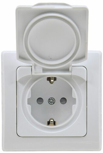 DELPHI Schutzkontakt-Steckdose IP44 250V~/ 16A, inkl. Rahmen, UP, wei�