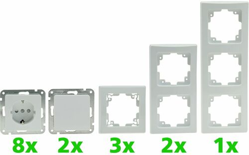 DELPHI Starter-Kit, 16-teilig PRO,wei 8x Steckdose, 2x Schalter, Klemmanschlu