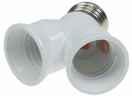 E27-Fassung Duo, Y-Adapter, Kunststoff auf 2x E27-Schraubfassungen