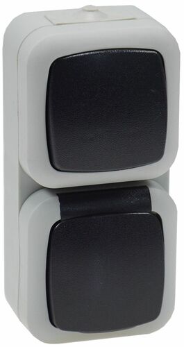 Feuchtraum Kombi-Schalter/Steckdose,IP44 250V~/ 10/16A, grau, AP vertikal