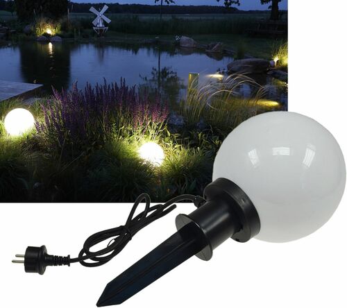 Garten Kugelleuchte Erdspie� CT-GL20cm IP44, 230V, 1,5m Kabel, E27 Fassung