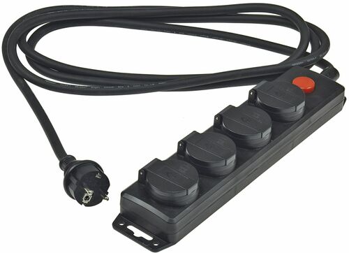 Gartensteckdosenleiste f�r Au�en, 4-fach IP44, 3m Zuleitung, mit Schalter