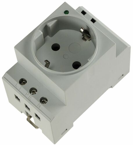 Schutzkontakt-Steckdose f�r Hutschiene mit LED, 230V, 16A, VDE
