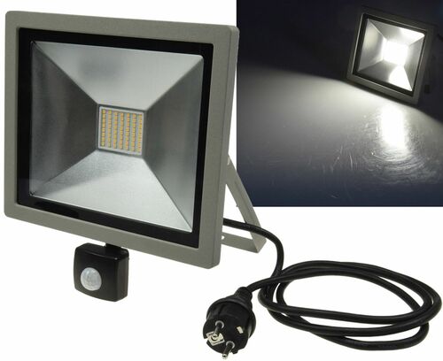 LED-Fluter SlimLine CTF-SLT50 PIR 50W, IP44, 3200lm, 4200K, Bewegungsmelde